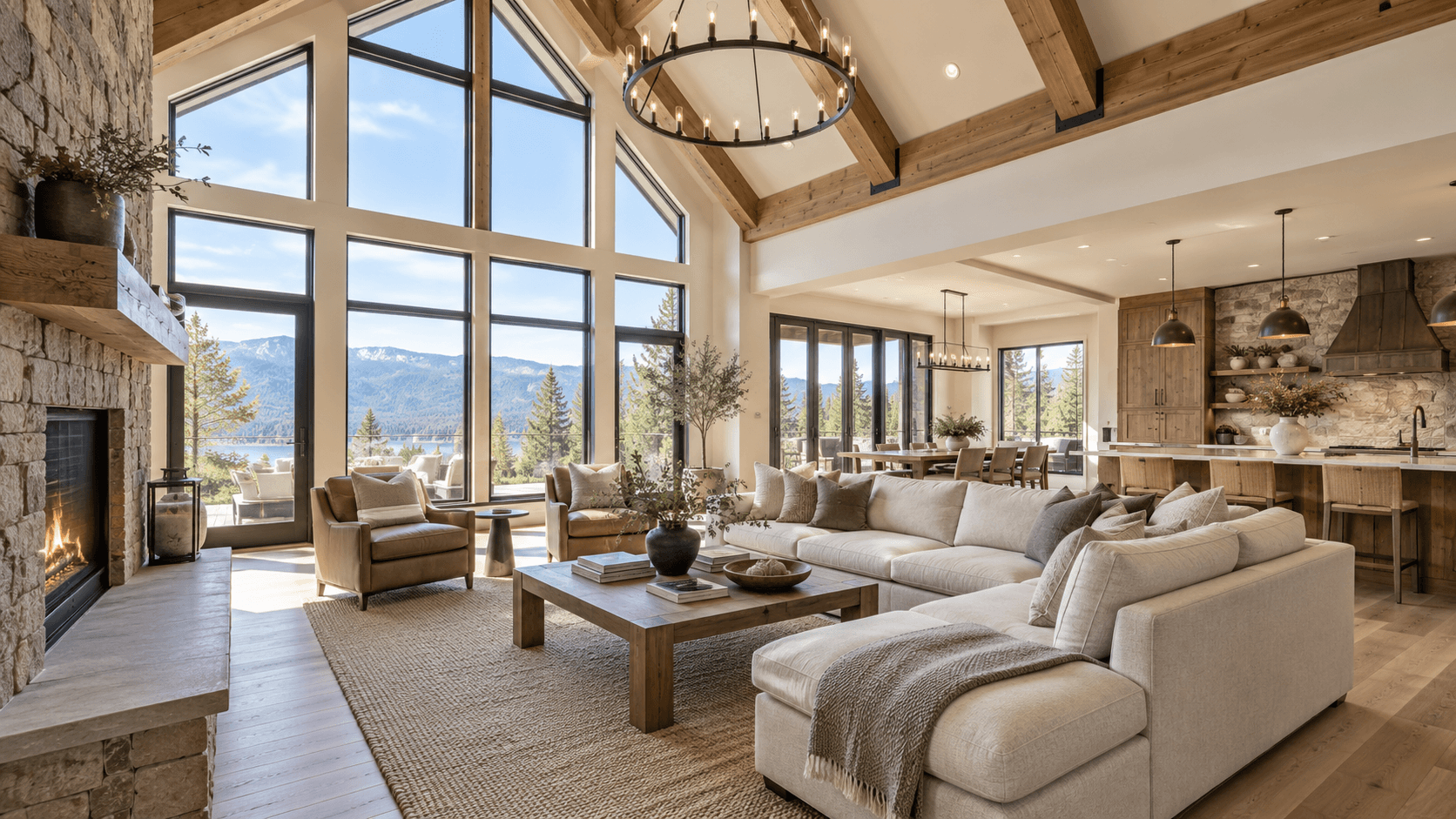 Illustrative finished great room interior
